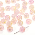 Pink aurora glass flower charm bead with holographic finish for DIY jewelry crafting - 10x10mm / 20 Pieces/Pack (Hole approx. 1mm) / Orange Pink