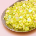 Vibrant heart-shaped yellow acrylic beads with iridescent AB coating for jewelry DIY - Heart Style / 100 Pieces Pack (8x9mm) / Iridescent Yellow