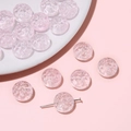 Perles en verre rose transparent avec relief floral pour création de bijoux DIY élégants - 13mm (Trou d'env. 1mm) 10 Pièces/Paquet / Rose