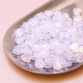 DIY colorful heart-shaped acrylic beads with AB iridescent finish for jewelry making - Heart Style / 100 Pieces Pack (8x9mm) / Iridescent White