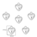 Five pieces of 17mm x 14mm silver CCB heart-shaped pendants for DIY jewelry making - 20 Pieces/Pack (14x17mm) / Silver