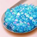 Iridescent sky blue heart-shaped acrylic beads for handmade DIY jewelry crafting - Heart Style / 100 Pieces Pack (8x9mm) / Iridescent Lake Blue