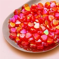 Vibrant red heart-shaped acrylic beads with iridescent AB coating for DIY jewelry making - Heart Style / 100 Pieces Pack (8x9mm) / AB Bright Red