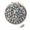 Blue and orange striped glazed ceramic beads for DIY necklace and bracelet crafting - 10mm (2 Pieces/Pack) / Blue Brown