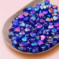 Blue heart-shaped acrylic beads with AB iridescent finish for DIY jewelry making - Heart Style / 100 Pieces Pack (8x9mm) / Iridescent Royal Blue