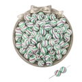 Colorful striped ceramic beads with purple and green patterns for DIY jewelry making - 10mm (2 Pieces/Pack) / Purple and Green