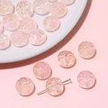 Perles rondes rose clair translucides avec motifs de nuages en relief et trou central - 13mm (Trou d'env. 1mm) 10 Pièces/Paquet / Rose Orangé