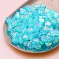 Light blue heart-shaped acrylic beads with iridescent AB coating for DIY jewelry making - Heart Style / 100 Pieces Pack (8x9mm) / Iridescent Light Blue