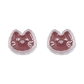 Pair of dark brown cat-shaped acrylic beads with glossy finish for DIY jewelry - 5 Pieces / Burgundy