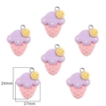 Set of 6 cute purple and pink resin ice cream cloud rabbit charms for DIY jewelry - Purple Smile Cloud Cone / Set of 6