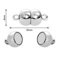 Silver-plated cylindrical magnetic jewelry clasp for DIY bracelets with 16mm length - Spherical Style (FKC023-02) / 16x8mm, 2 Sets/Pack / Silver