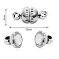 Silver magnetic cylinder clasp for jewelry DIY, 12x6mm textured metal connector - Textured Ball Style (FKC023-03) / 12x6mm, 2 Sets/Pack / Silver