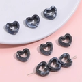 Handmade heart-shaped ceramic beads with dark blue marble splash ink texture for DIY jewelry - 12x13mm Hole Approx 2mm (4 Pcs/Pack) / Black Series