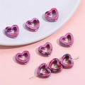 Heart-shaped ceramic beads with purple marble pattern for DIY jewelry making - 12x13mm Hole Approx 2mm (4 Pcs/Pack) / Purple Series