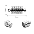 Polished silver magnetic cylinder jewelry clasp for DIY bracelets and necklaces, 18mm x 8mm - Threaded Ball (FKC023-11)