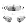 Silver cylindrical magnetic clasp for jewelry making measuring 17mm by 6mm in size - Cylindrical Style (FKC023-15)