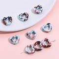 Blue and red marble ink pattern heart ceramic beads for DIY handmade jewelry crafts - 12x13mm Hole Approx 2mm (4 Pcs/Pack) / Medium Blue Series