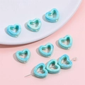 Blue heart-shaped ceramic beads with white marble texture for DIY jewelry making - 12x13mm Hole Approx 2mm (4 Pcs/Pack) / Blue & Green