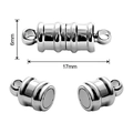 Silver cylindrical magnetic clasp for necklaces with 17mm length and 6mm width specs - Polished Cylinder (FKC023-19)