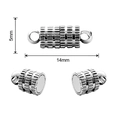 Silver magnetic cylinder clasp for jewelry making with 14mm length and 5mm diameter - Textured Cylinder (FKC023-21)