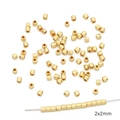 Cuentas de cubo doradas facetadas de 2x2mm para la creación de joyas y manualidades - Cuenta Facetada Chapada Oro 14K 2x2mm
