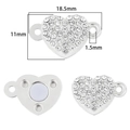 White gold heart magnetic clasp for DIY jewelry with rhinestones and 18.5mm dimensions - Rhinestone Heart Style (FKC023-28)