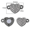 Silver heart magnetic jewelry clasp with rhinestones for DIY bracelets and necklaces - Rhinestone Heart Style (FKC023-31)