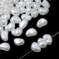 Baroque style heart and teardrop faux pearl beads for DIY jewelry making with holes - Bean Shape / 100pcs Pack / White