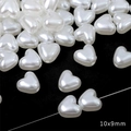White heart-shaped imitation pearl beads 10x9mm for DIY jewelry making and crafts - Chubby Heart Shape / 50 Pieces / White