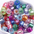 Colorful transparent acrylic large hole beads for DIY jewelry and handicraft making - Silver Core Barrel Beads (#07)