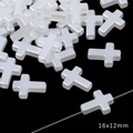 White 16x12mm cross-shaped pearlized acrylic loose beads for DIY jewelry making - Cross Style / 60Pcs Set / White