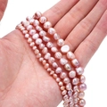 Rangs de perles d'eau douce baroques rose violet en quatre variantes de tailles - Violet / 7-8mm (10 Pièces/Paquet, Trou 0,6mm)