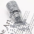 Light gray-blue glitter glass seed beads in a clear bottle for DIY jewelry making - 2mm (Approx. 30g/Bottle) / Light Gray