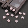 Pink translucent cherry blossom beads with center holes for DIY hairpins and jewelry - 10 Pcs/Pack (10mm, Hole 1mm) / Pink
