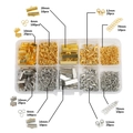 DIY jewelry making kit with lobster clasps and jump rings in a 10-slot storage box - Ribbon End Lobster Clasp and Chain Kit (Gold and White K)