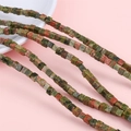 Square unakite natural stone beads for DIY jewelry making with green and pink patterns - 4x4mm 38cm/Strand / Approx. 85 Pieces/Pack / Unakite