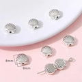 Silver scallop shell beads 8mmx9mm for DIY handmade necklaces and jewelry making - Shell / 20 Pieces Set
