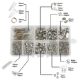 Kit per creazione gioielli in argento con chiusure e anelli in una scatola a 10 griglie - Placcato K Bianco