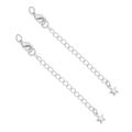 Set of two silver extension chains with lobster clasps and star charms for DIY jewelry - Smooth Star Platinum Plated