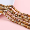 Square picture jasper natural stone beads in earthy brown and beige tones for DIY jewelry - 4x4mm 38cm/Strand / Approx. 85 Pieces/Pack / Picture Jasper