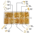 Set accessori per gioielli fai-da-te dorati in contenitore a 10 scomparti con chiusure - Oro