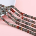 Polished cube natural stone beads with red and grey mineral textures for DIY jewelry - 4x4mm 38cm/Strand / Approx. 85 Pieces/Pack / Bloodstone