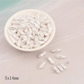 5x14mm perlweiße unregelmäßige lange ABS-Abstandshalterperlen für DIY-Schmuck - Horizontale Fangzahnform
