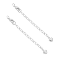 Polished silver extension chain with lobster clasp and heart pendant for jewelry making - Smooth Heart Platinum Plated