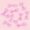 Lazos de cuadros rosas para accesorios de pelo DIY y decoración, pack de 10 piezas - Rosa Claro