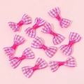 Lazos de tela gingham rosa y blanco para accesorios de pelo DIY y manualidades - Rosa rojo