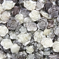 Pearlescent ABS resin rose flower beads for DIY jewelry and clothing accessories - Mixed Shapes (Rose/Butterfly etc.) / 20g/Pack (Approx. 15-60 Pcs) / Premium Grey