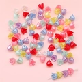 Pearlescent acrylic lily of the valley flower beads in mixed candy colors for DIY jewelry - 11×8mm (20g/Pack Approx. 90 Pcs) / Artificial Pearl Mixed Colors