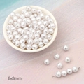 Weiße 8x8mm ABS Perlenimitation runde Zwischenperlen für handgemachten Schmuck und Basteln - Große Facettierte Kugel Künstliche Perle (Große Facettierte Kugel)