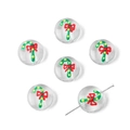 DIY Christmas glass beads with green candy cane and red bow for jewelry making - Candy Cane Beads (#16) / 1 Piece